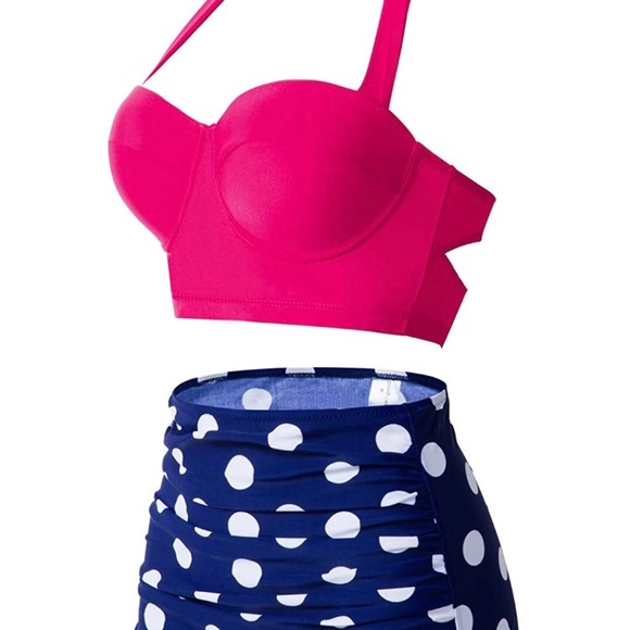 50s retro polka dot high waist Bikini swimsuit M - Picture 2 of 7